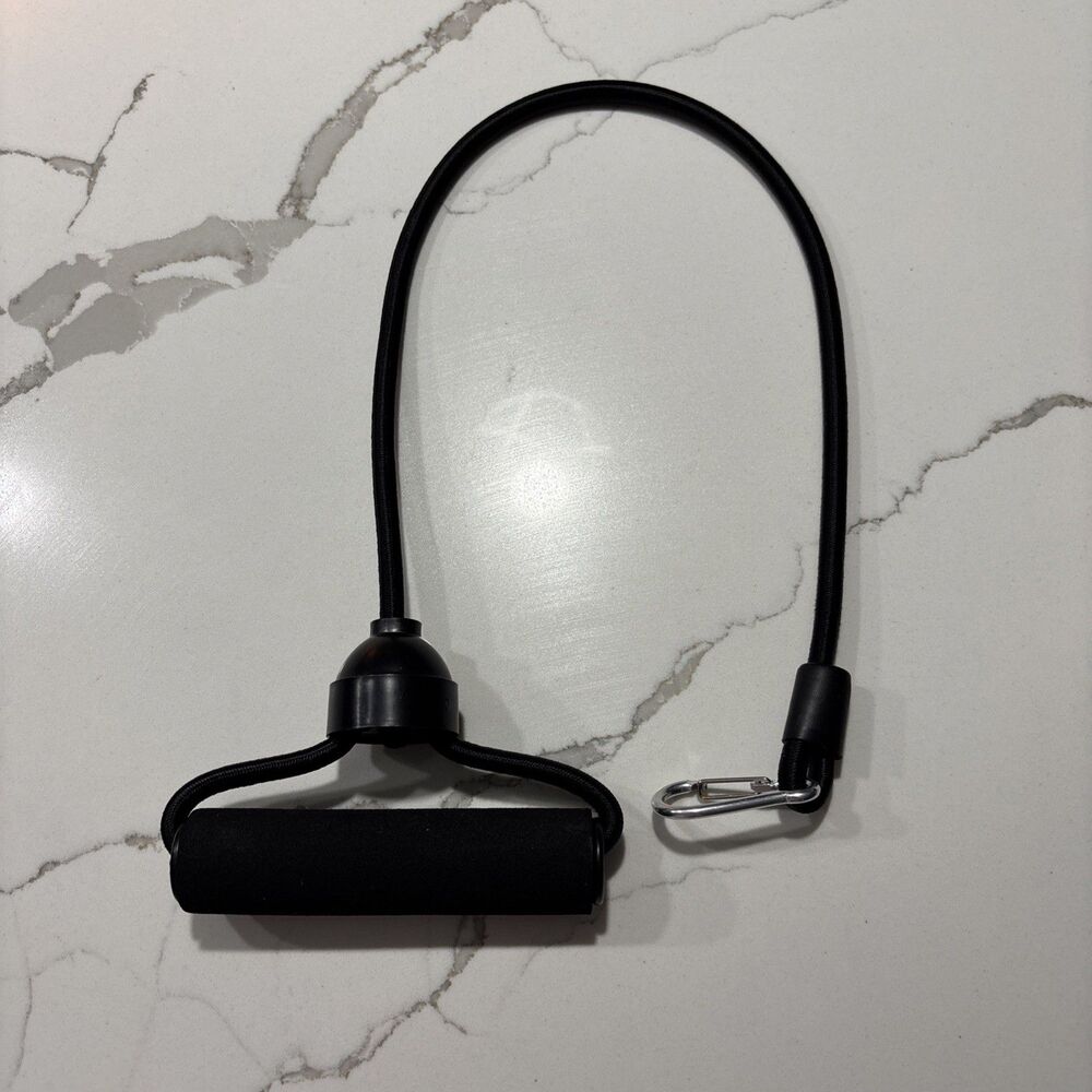 Resistance Band Exercise Workout Train Handle Black Cord Carabiner Clip Home Gym